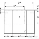 Geberit OPTION PLUS 90x70 cm-es 3 ajtós tükrös szekrény LED világítással,külső/belső tükörrel 500.594.00.1