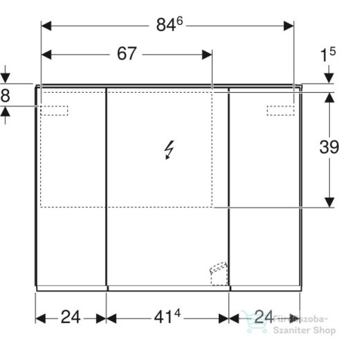 Geberit OPTION PLUS 90x70 cm-es 3 ajtós tükrös szekrény LED világítással,külső/belső tükörrel 500.594.00.1