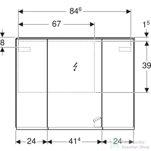 Geberit OPTION PLUS 90x70 cm-es 3 ajtós tükrös szekrény LED világítással,külső/belső tükörrel 500.594.00.1