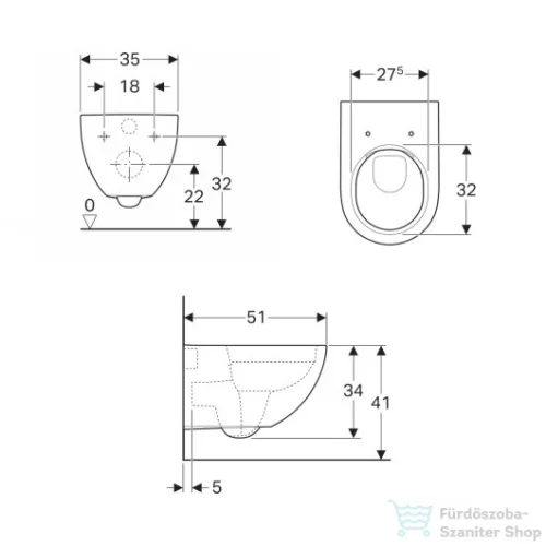 Geberit Acanto Rimfree fali wc 500.600.01.2