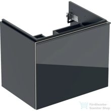   Geberit ACANTO 64x47,5x53,5 cm-es 1 fiókos alsószekrény mosdó nélkül,matt fekete/üveg,500.610.16.1