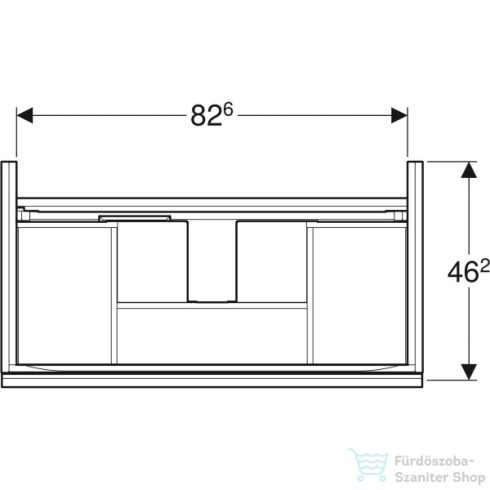 Geberit ACANTO 89x47,5x53,5 cm-es 1 fiókos alsószekrény mosdó nélkül,matt láva/üveg,500.612.JK.2