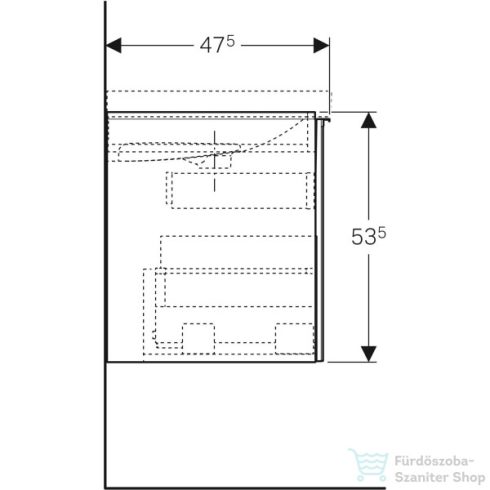 Geberit ACANTO 89x47,5x53,5 cm-es 1 fiókos alsószekrény mosdó nélkül,matt láva/üveg,500.612.JK.2