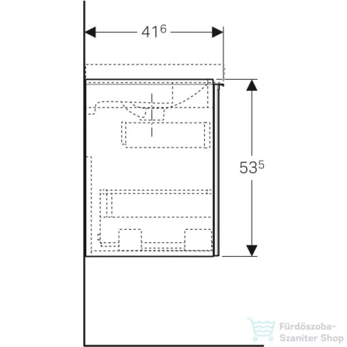 Geberit ACANTO 74x41,6x53,5 cm-es 1 fiókos alsószekrény mosdó nélkül,fehér/fényes üveg,500.615.01.2