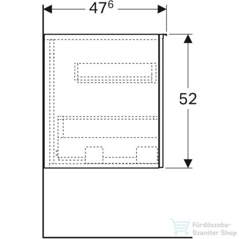 Geberit ACANTO 45x47,6x52 cm-es 1 fiókos fali szekrény belső fiókkal,matt láva/láva fényes üveg 500.618.JK.2