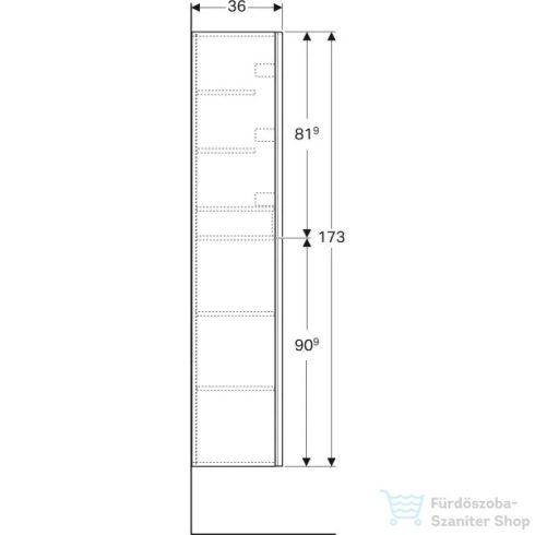 Geberit ACANTO 38x36x173 cm-es 2 ajtós magas szekrény belső fiókkal,matt/fényes láva-üveg 500.619.JK.2