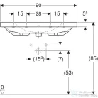Geberit ACANTO 90x48 cm-es mosdó csaplyuk nélkül,fehér 500.624.01.2