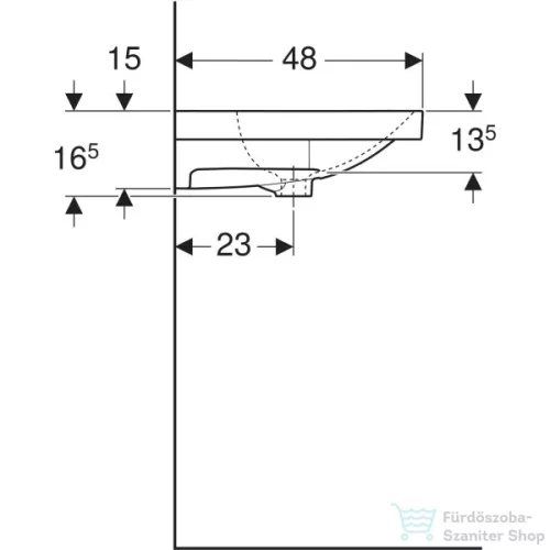 Geberit ACANTO 90x48 cm-es mosdó csaplyuk nélkül,fehér 500.624.01.2