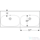 Geberit ACANTO 120x48 cm-es kétmedencés mosdó csaplyuk nélkül,fehér 500.628.01.2