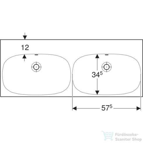 Geberit ACANTO 120x48 cm-es kétmedencés mosdó csaplyuk nélkül,fehér 500.628.01.2