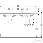 Geberit ACANTO 120x48 cm-es kétmedencés mosdó csaplyuk nélkül,fehér 500.628.01.2