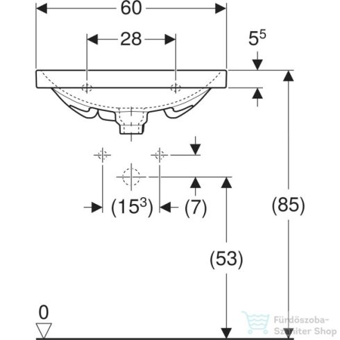 Geberit ACANTO 60x48 cm-es mosdó szelepfedéllel,fehér 500.629.01.2