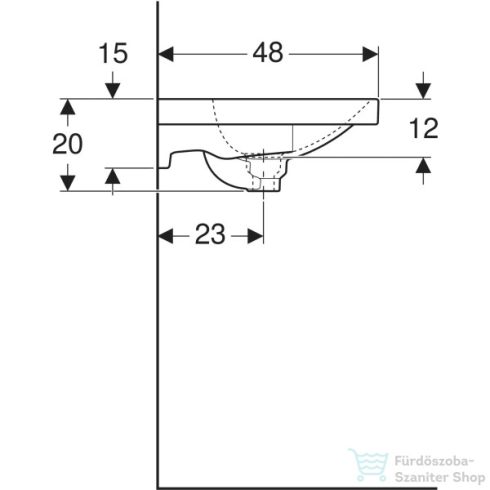 Geberit ACANTO 60x48 cm-es mosdó szelepfedéllel,fehér 500.629.01.2