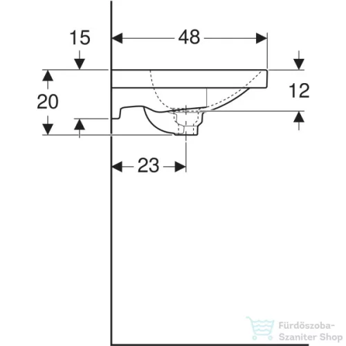 Geberit ACANTO 60x48 cm-es mosdó szelepfedéllel,fehér 500.629.01.2