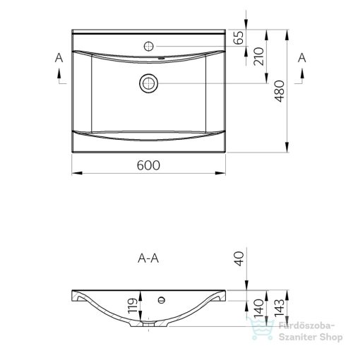 Sapho Lucia öntöttmárvány mosdó 60x45 50062