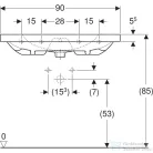 Geberit ACANTO 90x42 cm-es mosdó,fehér 500.633.01.2