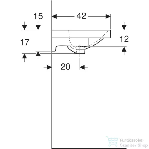 Geberit ACANTO 90x42 cm-es mosdó csaplyuk nélkül,fehér 500.634.01.2