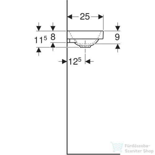 Geberit ACANTO 40x25 cm-es mosdó jobb oldali csaplyukkal,fehér 500.635.01.2