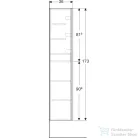 Geberit ACANTO 45x17,4x173 cm-es 1 ajtós magas szekrény,fényes fehér/üveg 500.637.01.2