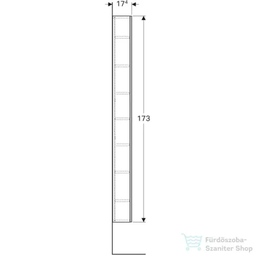 Geberit ACANTO 45x17,4x173 cm-es 1 ajtós magas szekrény,fényes fehér/üveg 500.637.01.2