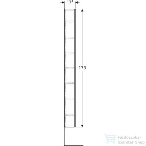 Geberit ACANTO 45x17,4x173 cm-es 1 ajtós magas szekrény,matt láva/láva fényes üveg 500.637.JK.2