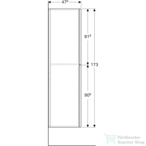 Geberit ACANTO 22x47,6x173 cm-es 2 fiókos magas szekrény,2 rekesszel,matt homokszürke/homokszürke fényes üveg 500.638.JL.2