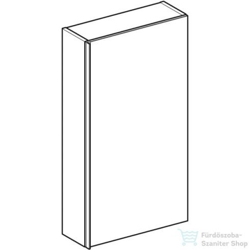 Geberit ACANTO 45x17,4x82 cm-es 1 ajtós fali szekrény belső tükörrel,matt fekete/fekete fényes üveg 500.639.16.1