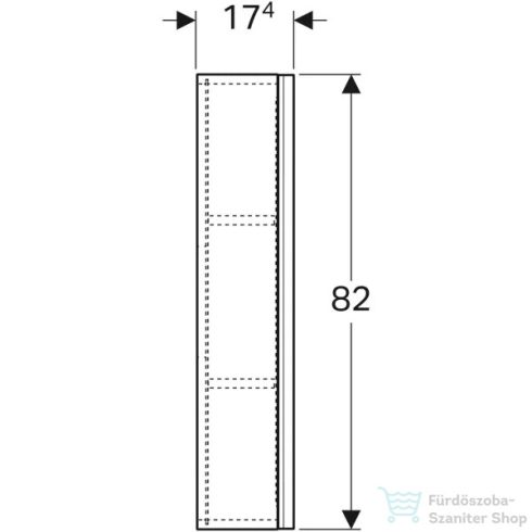 Geberit ACANTO 45x17,4x82 cm-es 1 ajtós fali szekrény belső tükörrel,matt fekete/fekete fényes üveg 500.639.16.1