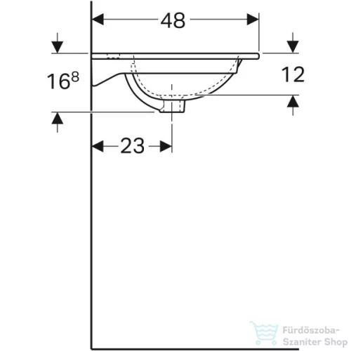 Geberit ACANTO 60x48 cm-es beépíthető mosdó,fehér 500.640.01.2