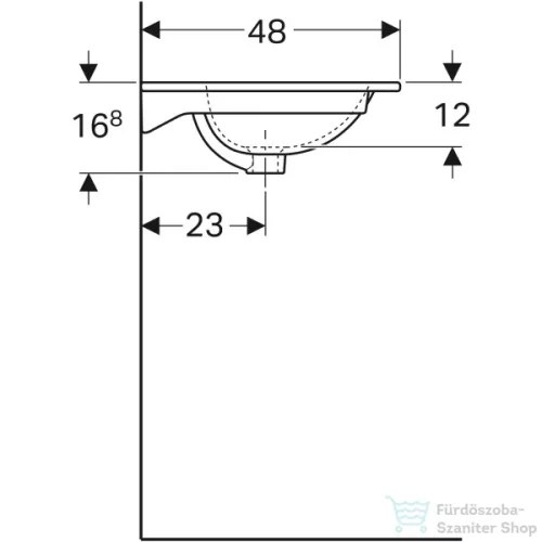 Geberit ACANTO 90x48 cm-es beépíthető mosdó csaplyuk nélkül,fehér 500.643.01.2