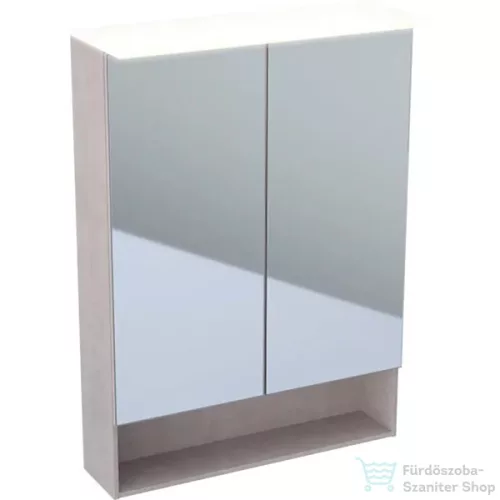 Geberit ACANTO 59,5x83 cm-es kétajtós tükrös szekrény LED-világítással,fakó tölgy 500.644.00.2