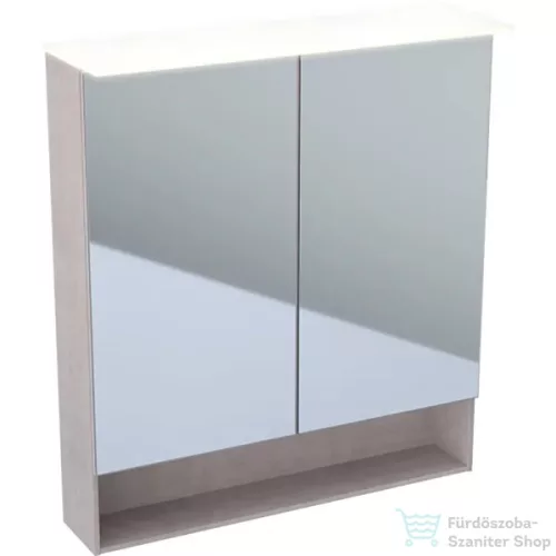 Geberit ACANTO 75x83 cm-es kétajtós tükrös szekrény LED-világítással,fakó tölgy 500.645.00.2