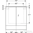 Geberit ACANTO 75x83 cm-es kétajtós tükrös szekrény LED-világítással,fakó tölgy 500.645.00.2