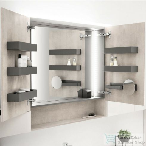 Geberit ACANTO 75x83 cm-es kétajtós tükrös szekrény LED-világítással,fakó tölgy 500.645.00.2