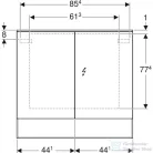 Geberit ACANTO 90x83 cm-es kétajtós tükrös szekrény LED-világítással,fakó tölgy 500.646.00.2