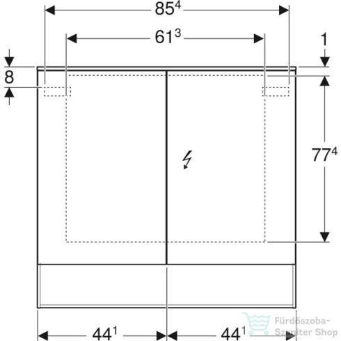 Geberit ACANTO 90x83 cm-es kétajtós tükrös szekrény LED-világítással,fakó tölgy 500.646.00.2