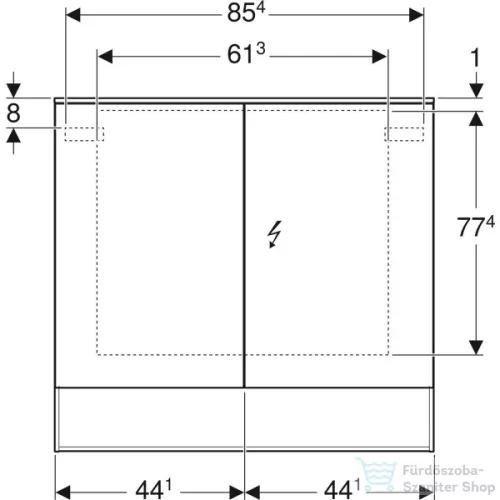 Geberit ACANTO 90x83 cm-es kétajtós tükrös szekrény LED-világítással,fakó tölgy 500.646.00.2