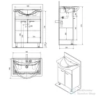 AQUALINE KERAMIA FRESH mosdótartó szekrény, 60,5x74x34cm, platina tölgy 50065