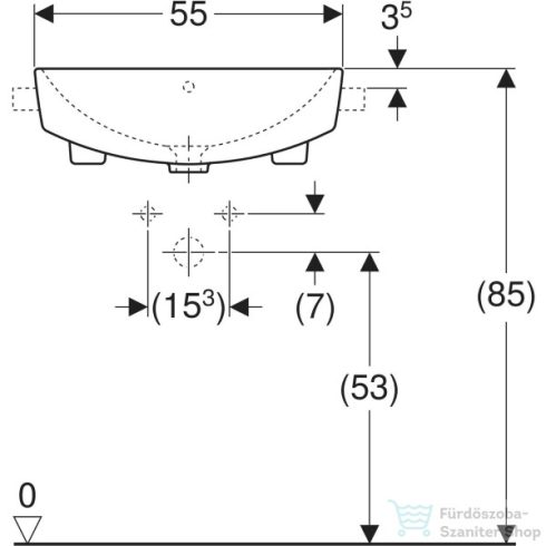 Geberit VARIFORM 55x45 cm-es félig beépíthető mosdó,fehér 500.681.01.1