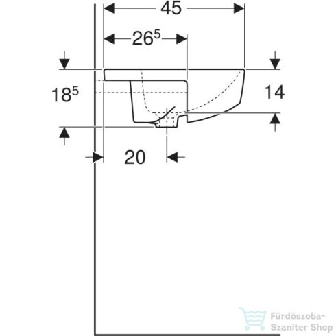Geberit VARIFORM 55x45 cm-es félig beépíthető mosdó,fehér 500.681.01.1