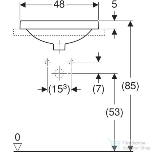 Geberit VARIFORM 48 cm-es beépíthető mosdó,alul mázas,fehér 500.705.01.2