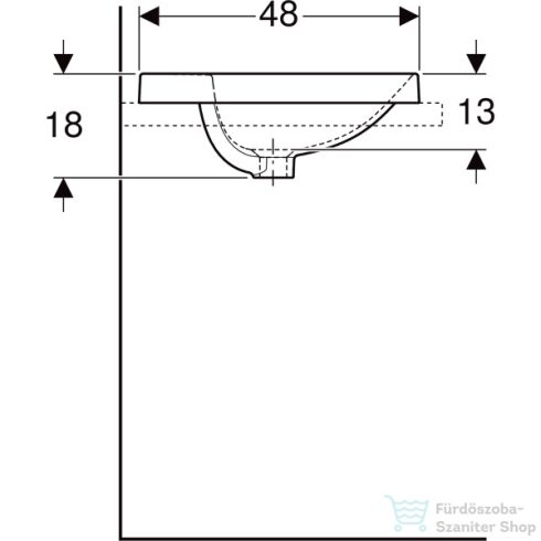 Geberit VARIFORM 48 cm-es beépíthető mosdó,alul mázas,fehér 500.705.01.2