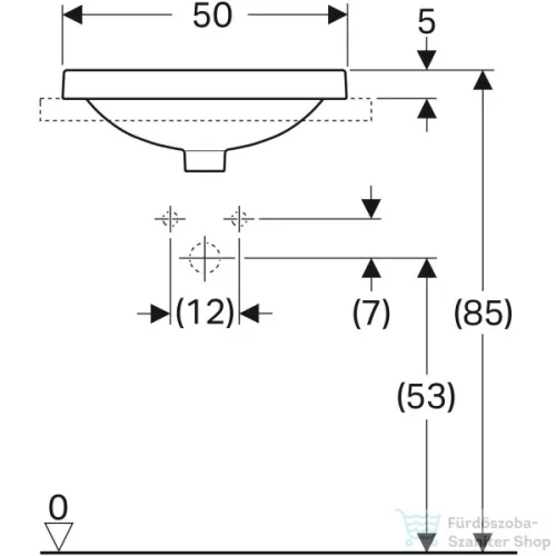 Geberit VARIFORM 50x40 cm-es beépíthető mosdó csaplyuk nélkül,alul mázas,fehér 500.709.01.2