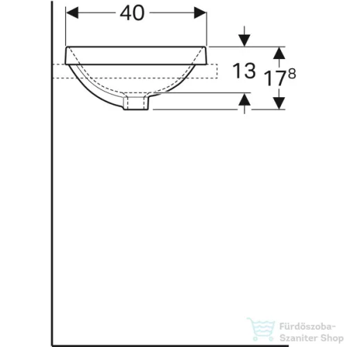 Geberit VARIFORM 50x40 cm-es beépíthető mosdó csaplyuk nélkül,alul mázas,fehér 500.709.01.2