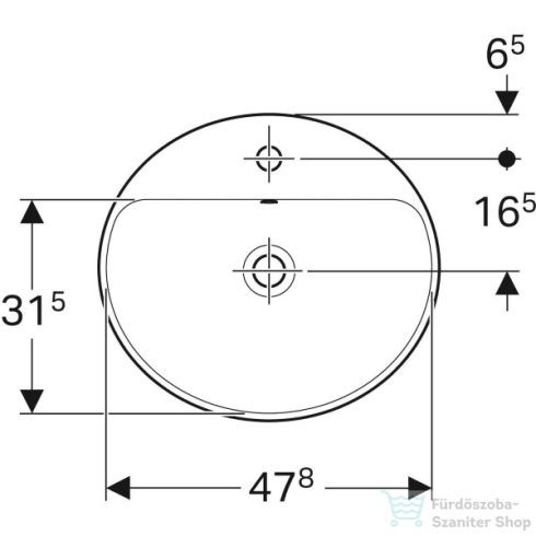 Geberit VARIFORM 50x45 cm-es beépíthető mosdó,alul mázas,fehér 500.713.01.2