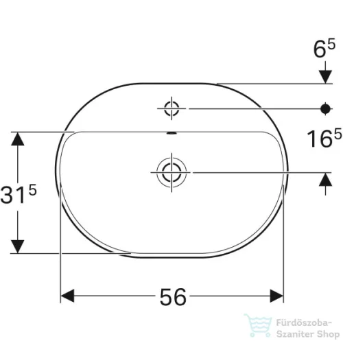 Geberit VARIFORM 60x45 cm-es beépíthető mosdó,alul mázas,fehér 500.733.01.2