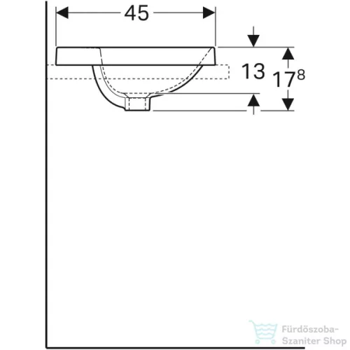 Geberit VARIFORM 60x45 cm-es beépíthető mosdó,alul mázas,fehér 500.733.01.2
