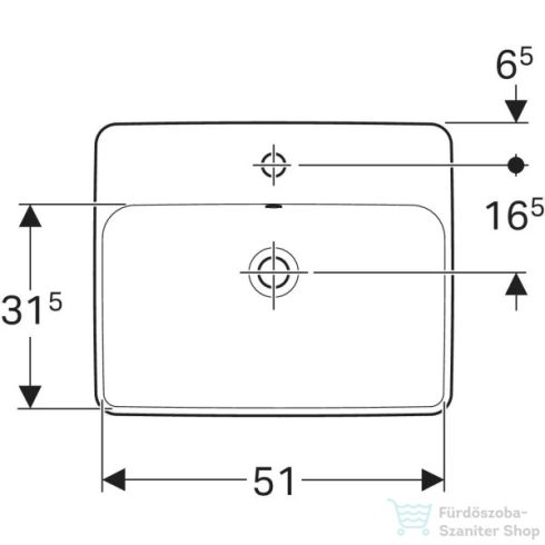 Geberit VARIFORM 55x45 cm-es beépíthető mosdó,alul mázas,fehér 500.741.01.2