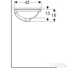 Geberit VARIFORM 49,5x42 cm-es alulról beépíthető mosdó csaplyuk nélkül,alul mázas,fehér 500.749.01.2
