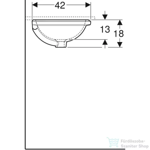 Geberit VARIFORM 49,5x42 cm-es alulról beépíthető mosdó csaplyuk nélkül,alul mázas,fehér 500.749.01.2
